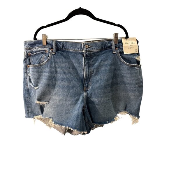 Abercrombie & Fitch The 4" Mom Short High Rise Denim Shorts Distress Size 35 NWT - Picture 1 of 9